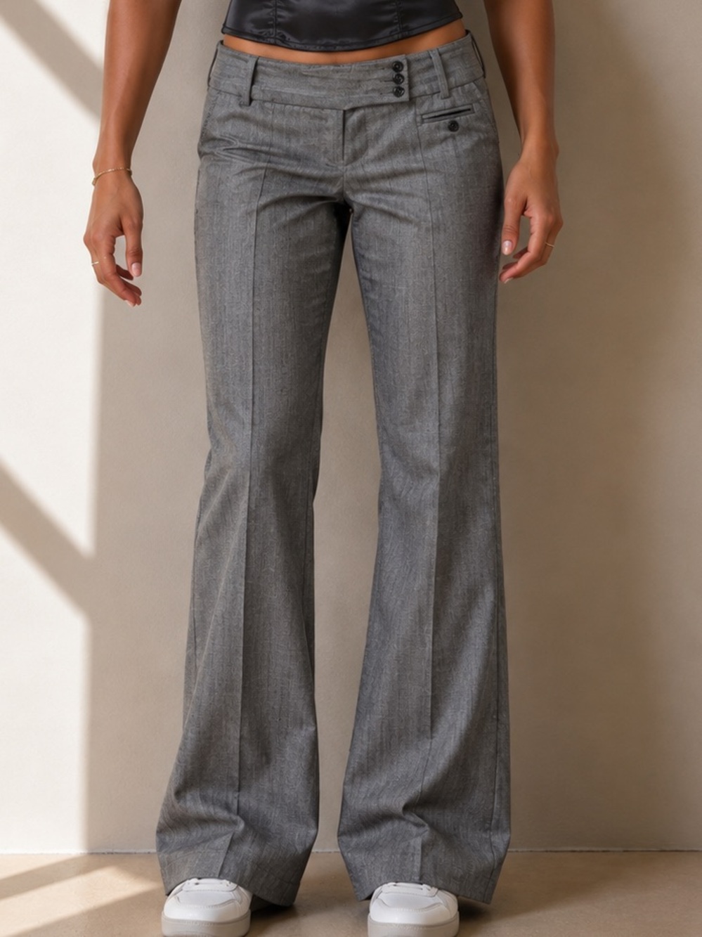 Y2K Dynamite Low Rise Wide Leg Grey Trousers